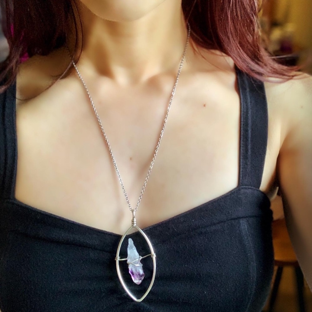 Raw amethyst necklace